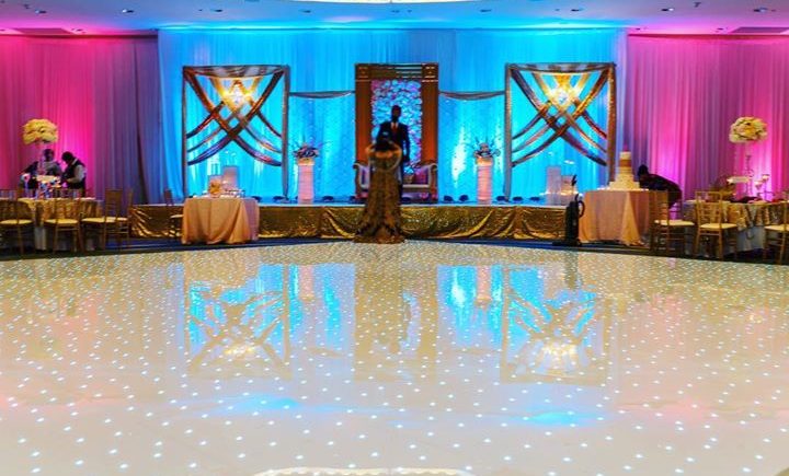 DCViBEZ Reception stage lighting. #dcvibez #djjatin #leduplighting #dcvreception #dcvibezdjs #leddancefloor #arlingtonrenaissancecapitolview